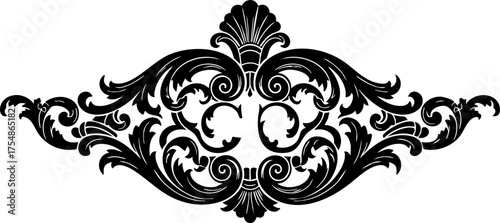 Fotografi Elegant black ornate flourish design adds sophisticated decorative accent to any
