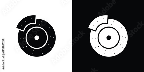 Disk brake icon. Black and white simple flat design icon
