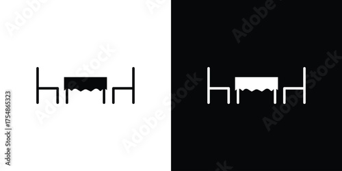 Dinner table icon. Black and white simple flat design icon