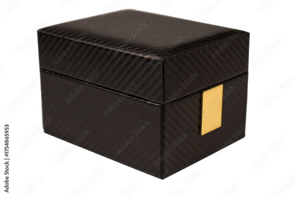 Fototapeta premium Black empty box covered with red velvet isolated on a white background.