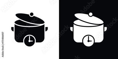 Cooking time icon. Black and white simple flat design icon