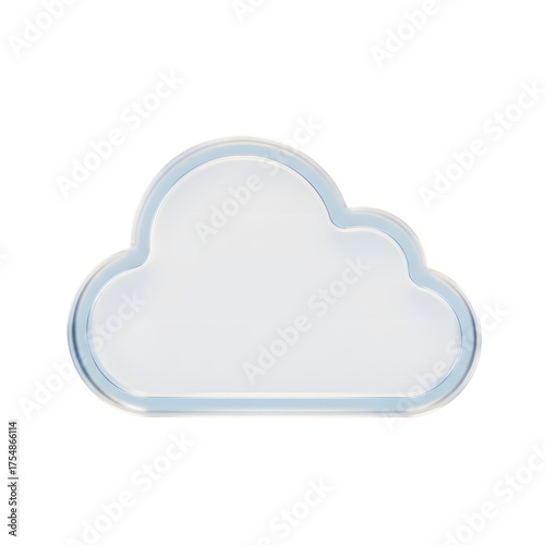 A simple, stylized cloud shape with a light blue outline, isolated on a pure transparent background, perfect for digital design and conceptual use