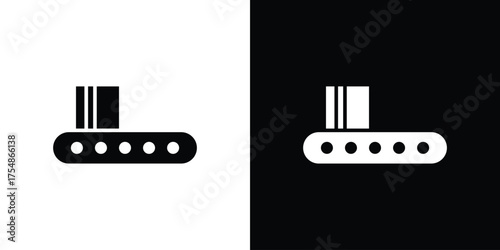 Conveyor belt icon. Black and white simple flat design icon