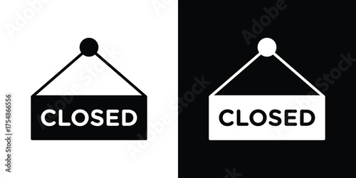 Closed sign icon. Black and white simple flat design icon