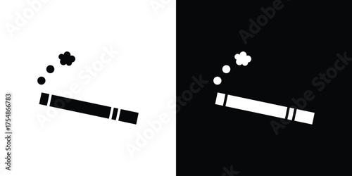 Cigarette icon. Black and white simple flat design icon