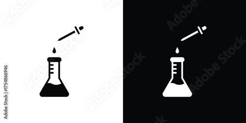 Chemical test icon. Black and white simple flat design icon