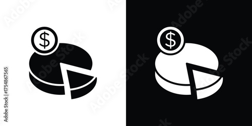 Budget planning icon. Black and white simple flat design icon