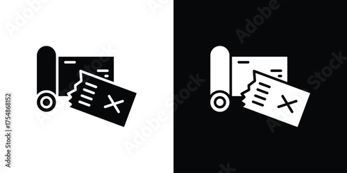 Bounced check icon. Black and white simple flat design icon