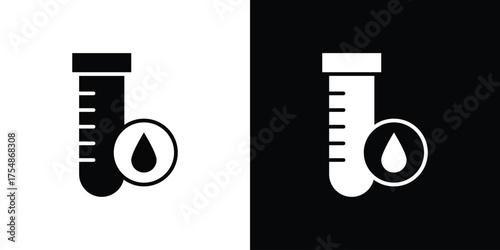 Blood test icon. Black and white simple flat design icon