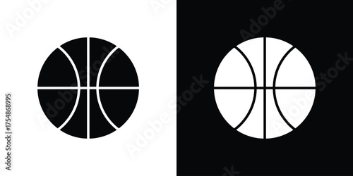 Basketball icon. Black and white simple flat design icon