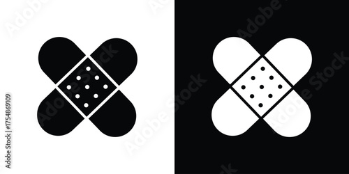 Band aid icon. Black and white simple flat design icon