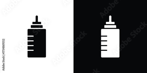 Baby milk bottle icon. Black and white simple flat design icon