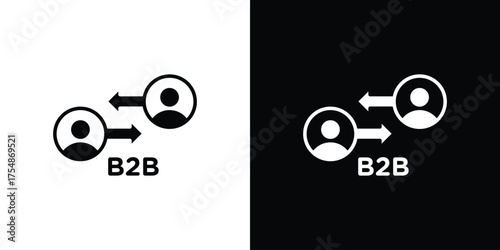 B2B icon. Black and white simple flat design icon