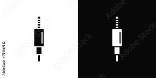 Audio jack icon. Black and white simple flat design icon