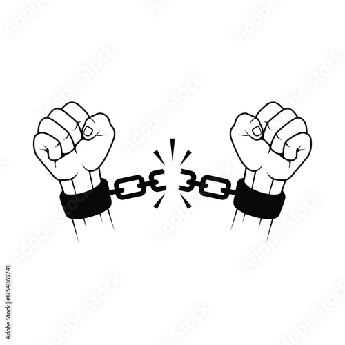 Hands breaking the chain