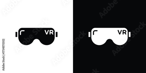 AR headset icon. Black and white simple flat design icon