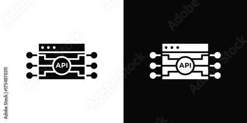 API icon. Black and white simple flat design icon