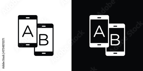 A B testing icon. Black and white simple flat design icon