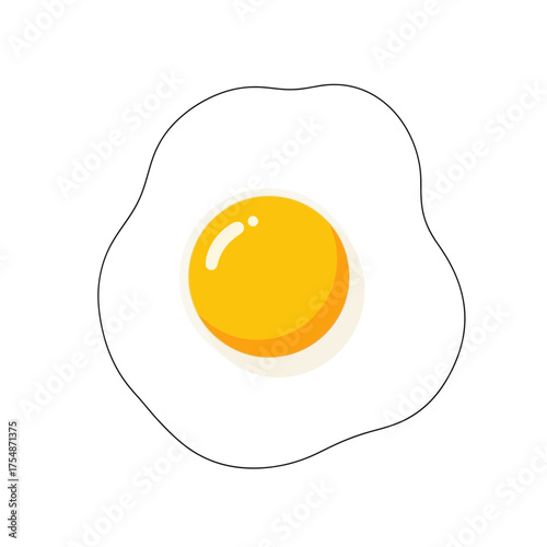 Fried egg overhead view isolated against white background