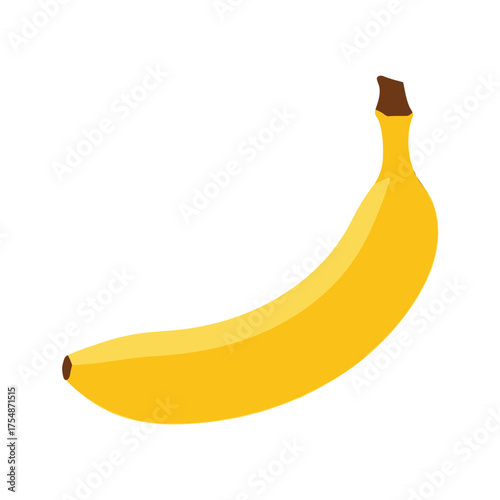 Single yellow banana isolated on white background