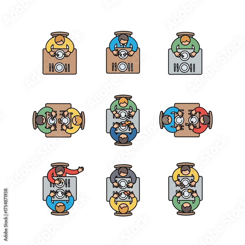 Collection of stylized building illustrations for various conceptual uses