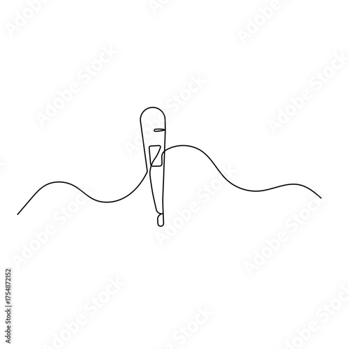 Medical thermometer icon   continuous one line drawing of outline vector illustration 