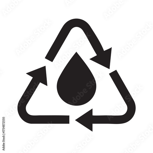 Recycling symbol with water drop vector