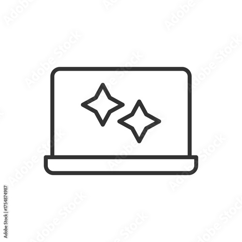 AI Laptop Icon -  Sparkle Icon