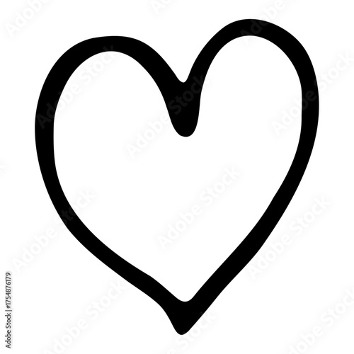 Hand drawn heart shape outline vector love valentine sketch clip art sticker