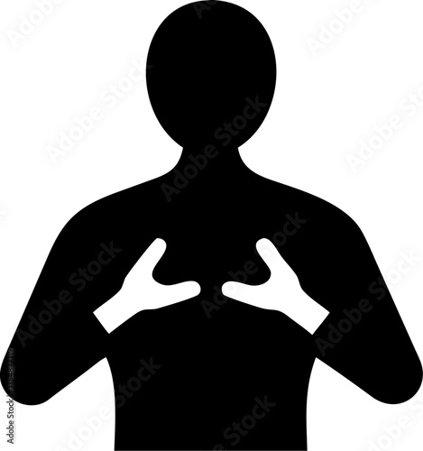 Man Holding Chest Silhouette