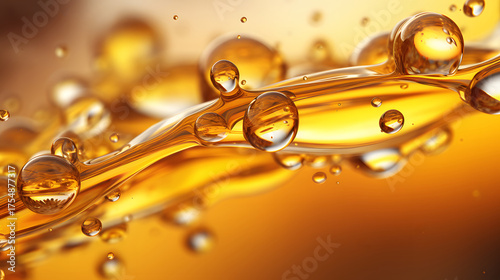 View of amber liquid with b...
