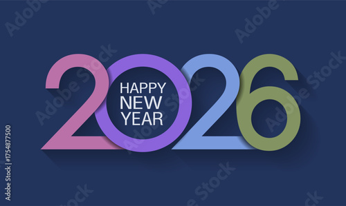 Wishing everyone a very Happy New Year 2026 through a fun and stylish celebration typography