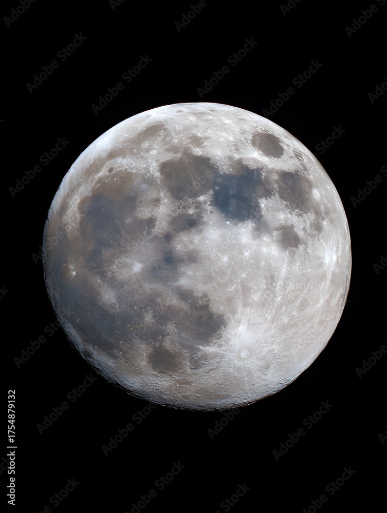 Obraz premium Close up view of the full moon s detailed surface with visible craters against a dark background