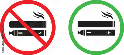 Vector No Smoking and E-Cigarette Allowed/Prohibited Signs Set


