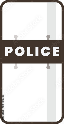 Clear Police Riot Shield Flat Illustration. Clean Icon Design Element on Isolated White Background