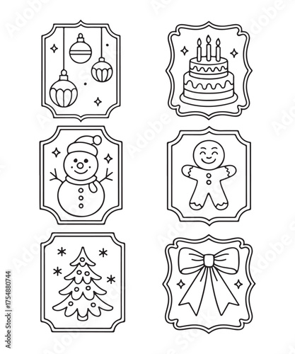 Holiday Line Art Printable Tags