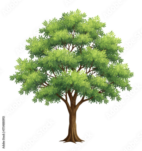 Wallpaper Mural Lush Green Tree With Brown Trunk And Branches Against Transparent Background Torontodigital.ca