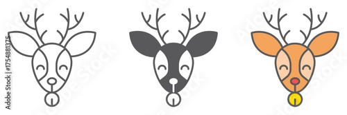 Christmas deer icon, christmas and moose, reindeer sign, vector graphics, a linear pattern on a white background. editable stroke