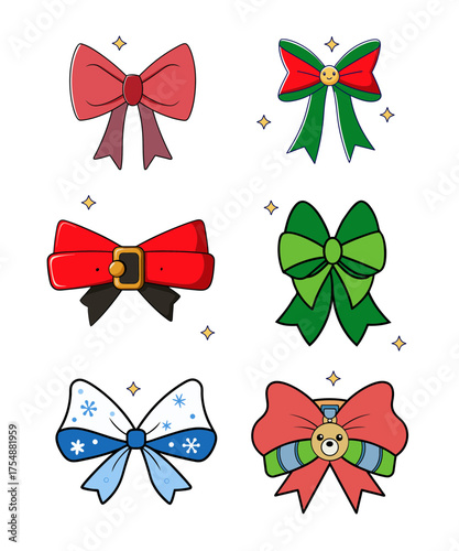 Christmas Ribbon Bow Clipart Set