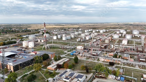 Pancevo, Serbia - 10 10 2025: Aerial shots of NIS oil refinery