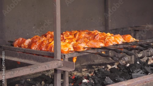 fresh kebab is being grilled