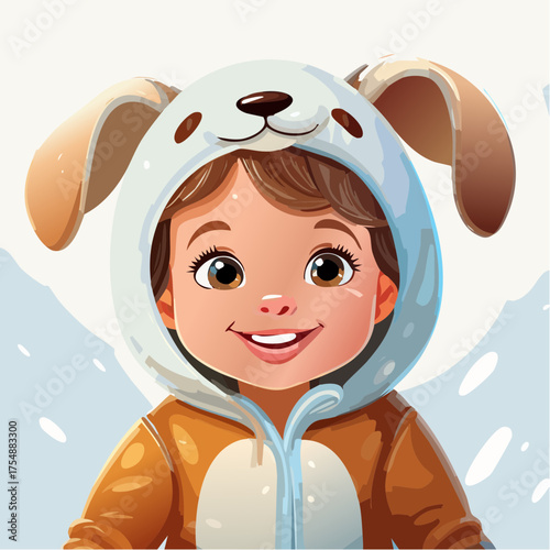 Kleinkind im süssen Hundekostüm