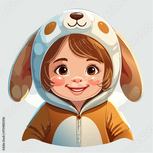 Kleinkind im süssen Hundekostüm