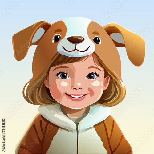 Kleinkind im süssen Hundekostüm