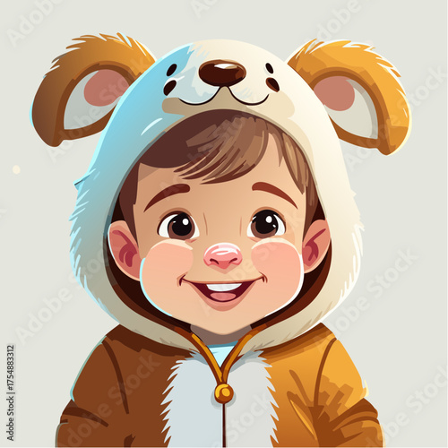 Kleinkind im süssen Hundekostüm