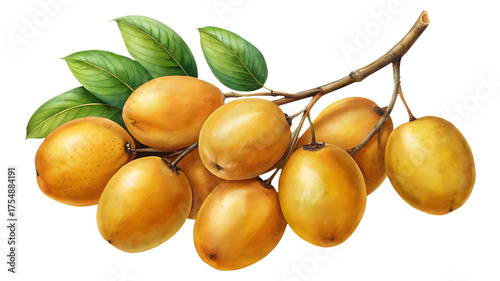 Branch of Imbu Fruit showcasing their golden yellow colors and vibrant green leaves