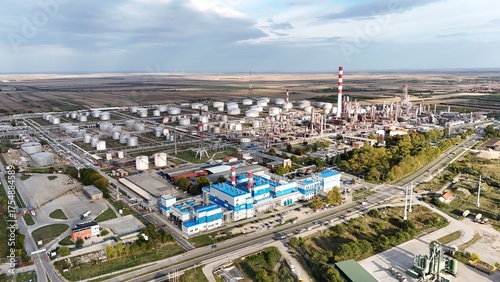 Pancevo, Serbia - 10 10 2025: Aerial shots of NIS oil refinery