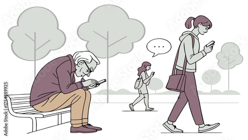 Elder Watching Youth on Phones – Emotional Scene Showing Changing Generation and Technology