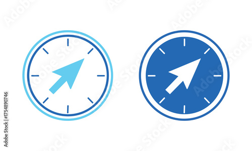 Minimalist Dual Compass Vector Icons, Flat Design, Modern Navigation Symbols