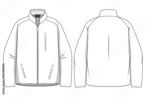 fleece jacket vector template 